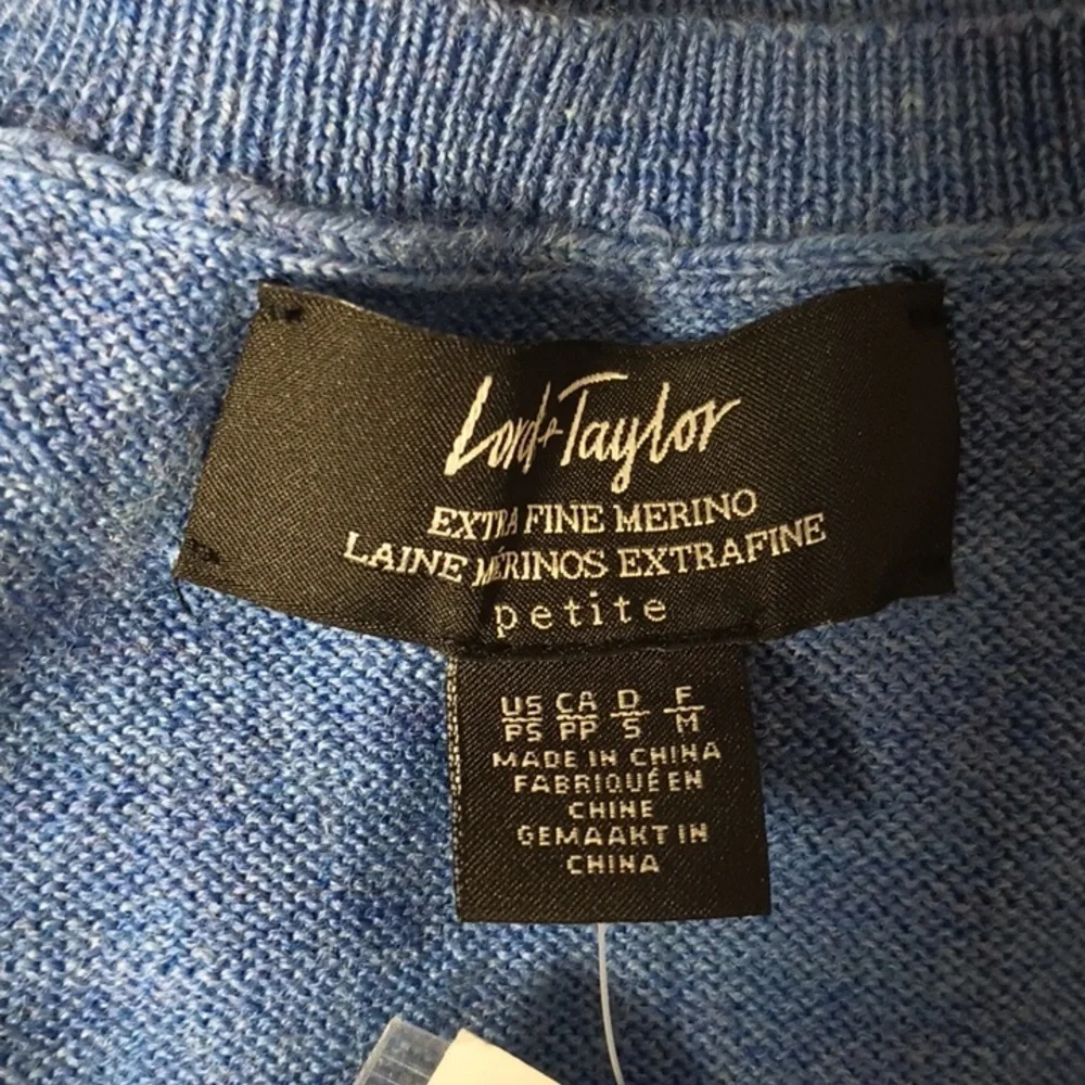 Lord & Taylor Blue V-Neck Sweater - Picture 4 of 7